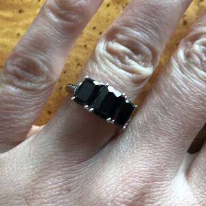Natural Shungite Sterling Silver Ring Size 8